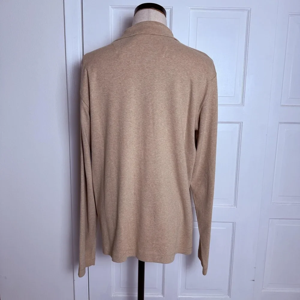 Banana Republic Sweater Mens XL Beige Button Mock Neck Henley‎ Pullover Cotton
